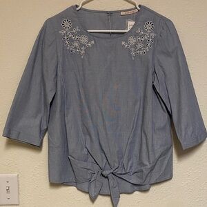 Elegant Blue Embroidered Blouse